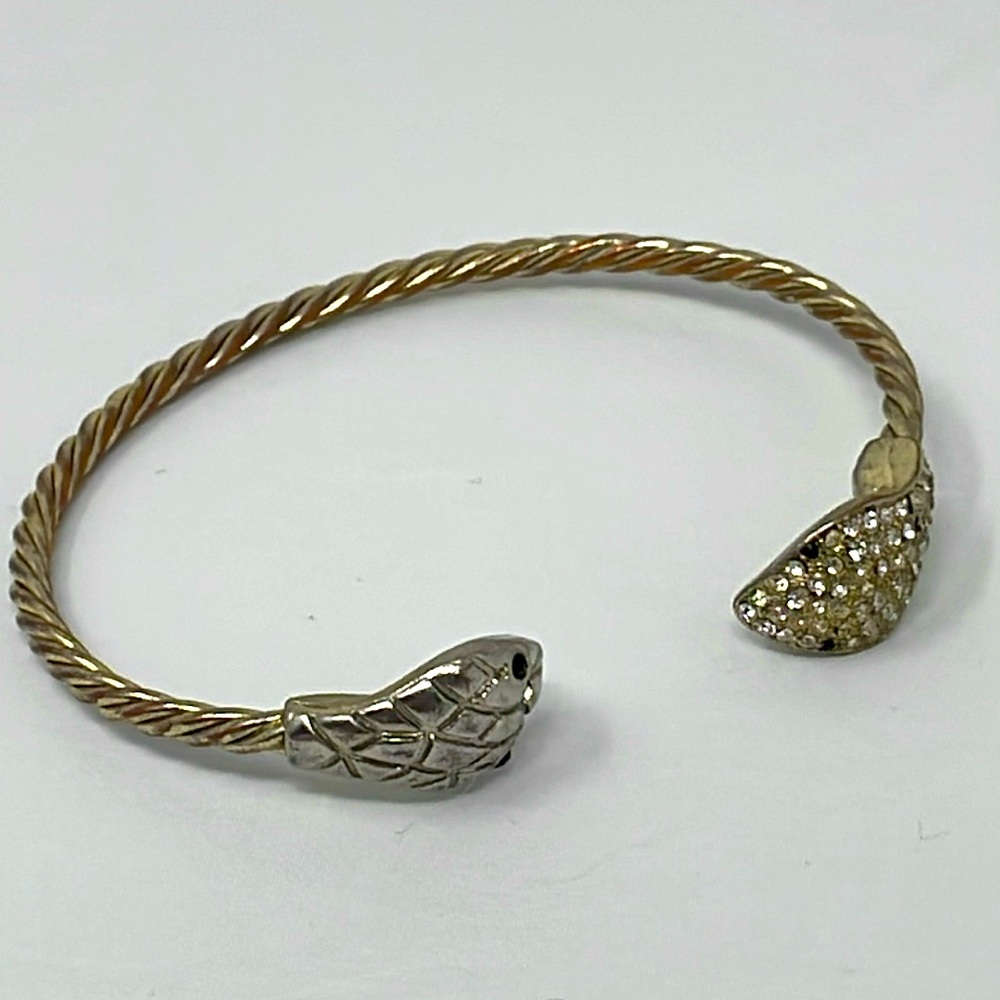 🍒 3 for 30 🍒 Ladies Twist Silver Tone Bracelet Snake Heads Gothic